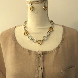 Italian Taupe Linen and Lace Tunic